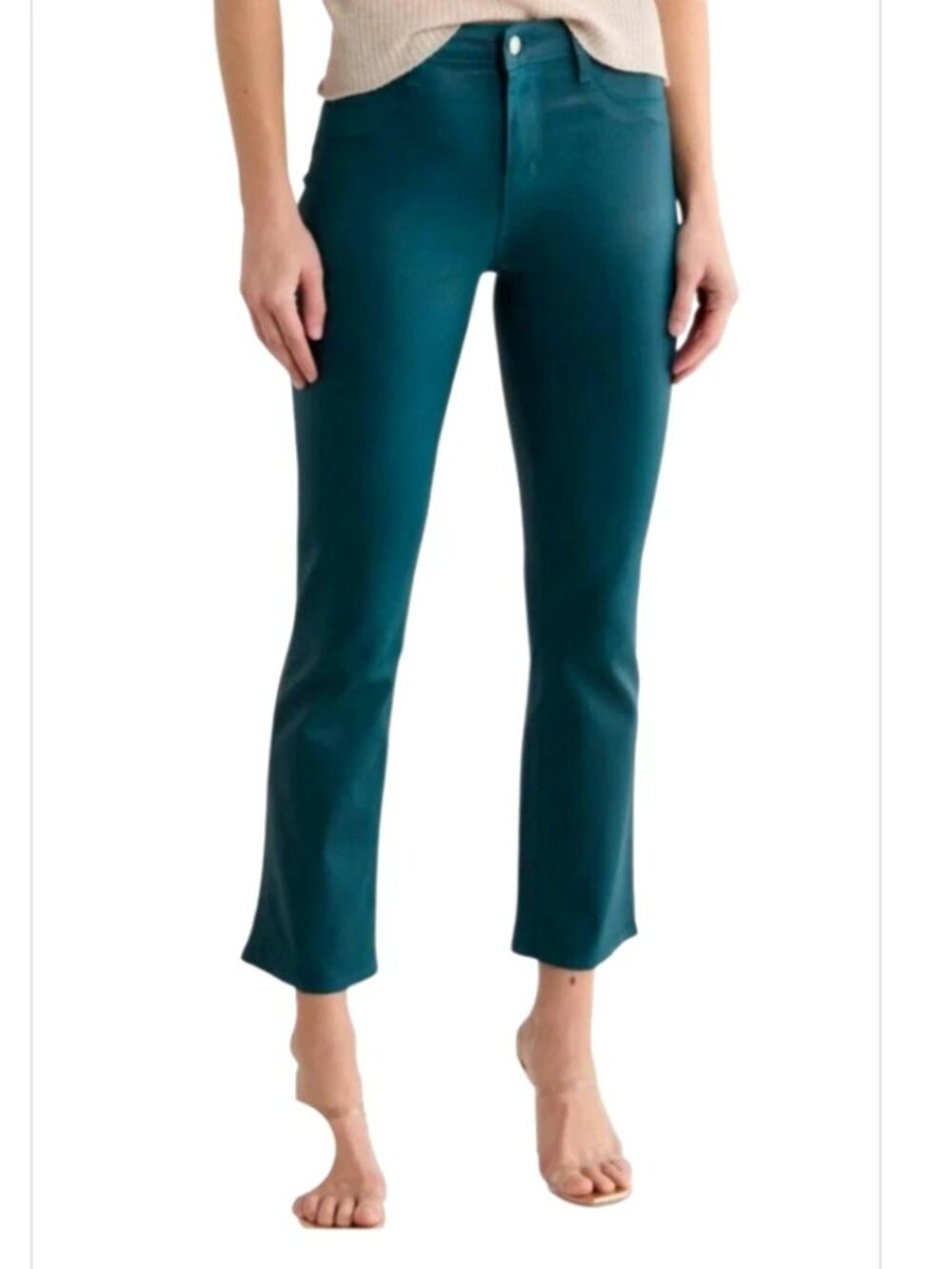 L'AGENCE Womens Jeans Size 26 Deep Teal Tati High Rise Coated New
